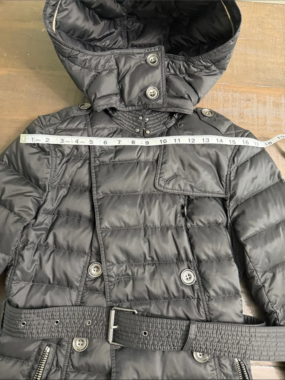 Burberry Black Quilted Down Puffer Jacket with Belt